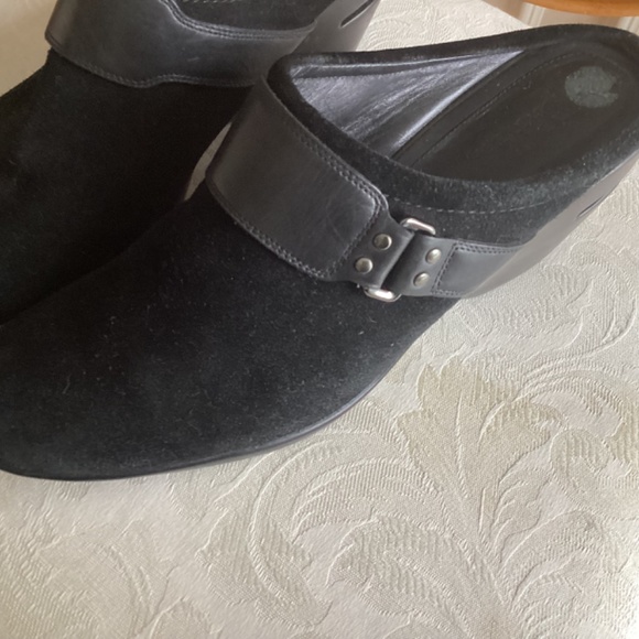 COLE HAAN NIKE AIR Black Suede and Leather slip on 3 inch wedges SIZE 9B - Picture 5 of 15